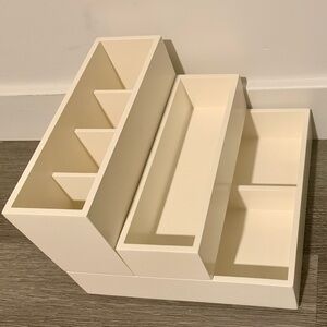 Pottery Barn Cream Multi-Compartment Tiered Makeup Organizer